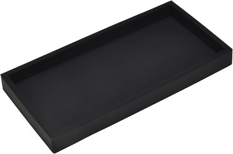 DNC 7.9" Small Silicone Bathroom Counter Tray, Vanity Tray, Kitchen Sink Soap Tray for Dish Holder Dispenser Countertop Toilet Tank Desk Organizer Black - Image 1